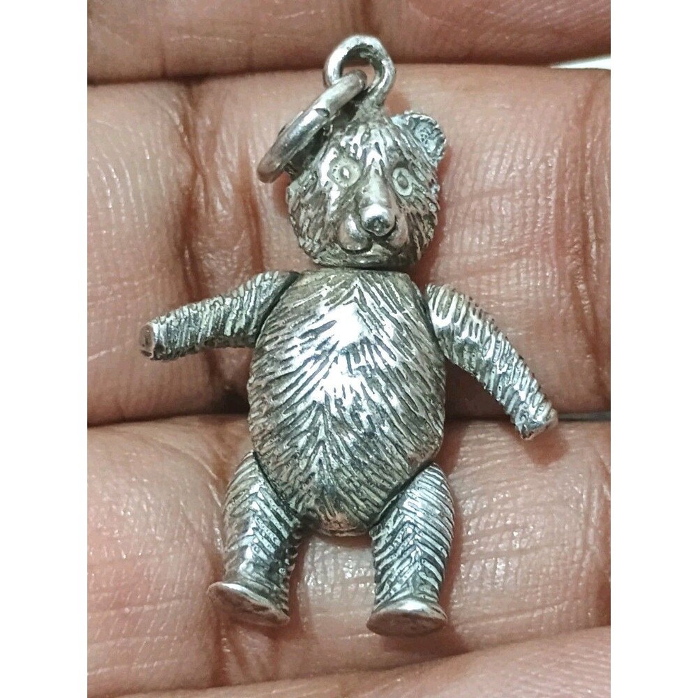 Articulated Bear Sterling Silver 925 Vintage Pendant Tested Unmarked